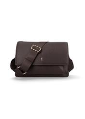 Dark brown leather women's shoulder bag TORES-1347-1I(Z26), product view from the front on a white background.