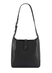 Black medium leather shoulder bag TORES-1210-9I(W26), front product view on white background.