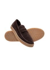 Men's brown leather moccasins BUTYM-0498-1I(W26), diagonal product view on white background.