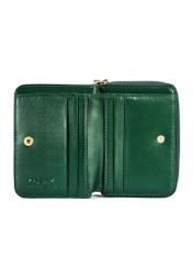 Green croco women's leather wallet TOREC-0952-51(W25) - top view of the open product on a white background.