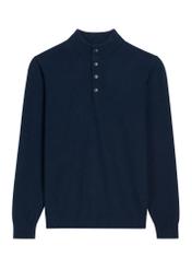 Dark navy blue men's wool blend sweater SWEMT-0215-7E(Z26), front product view on a light background.