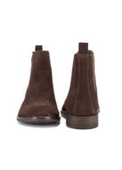 Men's brown suede Chelsea boots BUTYM-0463-90(Z25), front and back product view on white background.