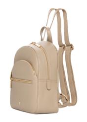 Beige leather women's backpack TORES-1345-1B(Z26). Side view diagonally on a white background.