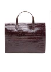 Burgundy large croco leather handbag TORES-1132E-49(Z25)