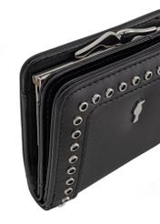 Black small women's wallet with rivets POREC-0384-99(W24)-07