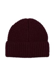 Burgundy women's wool hat CZADT-0204-4D(Z26), product view from the back on a white background.