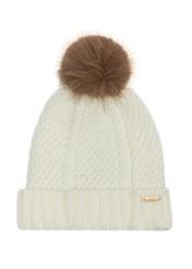 Cream women's hat with a pompom CZADT-0176-16(Z24)-01