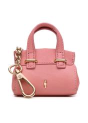 Pink leather bag-shaped keychain BRELOK-0214-31(Z25), front product view on white background.