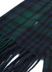Men's checkered scarf SZAMT-0084-15(Z25), close-up of the product detail, view on a white background.