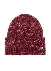 Burgundy women's hat with sequins CZADT-0211-49(Z25), front product view on white background.