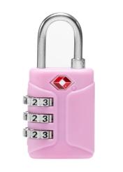 Pink TSA combination padlock AW-015-0003-34(W25), product back view on white background.
