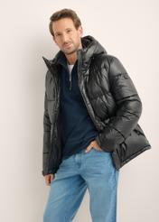 Men's black insulated jacket with hood KURMT-0340-99(Z26)