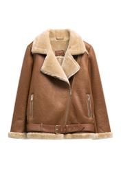 Camel short women's sheepskin coat KOZDP-0001A-1D(Z26)