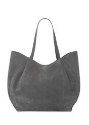 Women's suede graphite shopper bag TORES-1358-9D(Z26), product view from the back on a white background.