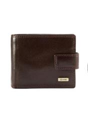 Chocolate men's leather wallet PL-105-89(KS) - front product view on white background.