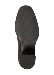Brown suede high-heeled boots BUTYD-1100-89(Z25), product view from below on a white background.