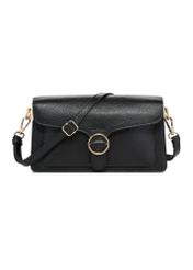 Black leather women's shoulder bag TORES-1221-9I(W26) - front product view on white background.