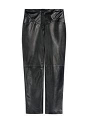 Black women's leather trousers SPODS-0046-2038(Z25), product view from the front on a white background.