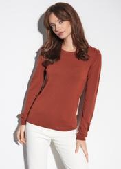 Women's red blouse with rhinestones LSLDT-0039-85(W23)-02