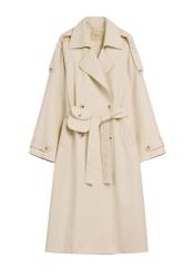 Long cream oversize women's coat KURDT-0659-0C(W26), front product view on white background.