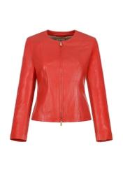 Women's red leather jacket KURDS-0209-4156(W23)-04