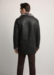 Men's brown sheepskin coat KOZMS-0027-4314(Z25), product view from the back on the model. Half of the silhouette visible.