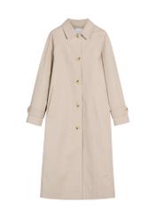 Long beige women's coat KURDT-0692-1J(Z26), product view from the front on a white background.