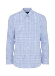 Blue men's fine check shirt KOSMT-0277-62(W24)-04