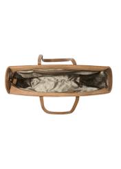 Beige suede women's shopper bag TORES-1248-1B(W26) - product view from above, on a white background.