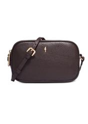 Small dark brown leather women's handbag TORES-1152-1I(Z26), front product view on white background.