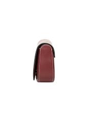 Dark red women's handbag with stitching (TOREC-1380-4C(Z26)), side view on a white background.