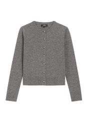 Women's gray wool cardigan KARDT-0058-9D(Z26), front product view on white background.