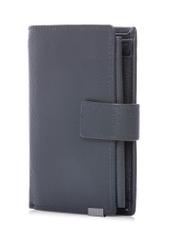 Men's leather wallet in navy blue PORMS-0695-7E(W26), diagonal product view on white background.