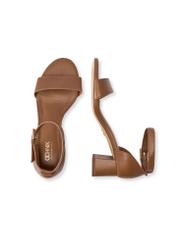 Women's camel leather sandals BUTYD-1179-1D(W26), product view from above on a white background.