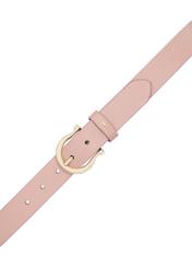 Pink women's leather belt PASDS-0274-5B(W26), top view of the product on a white background.