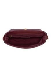 Burgundy women's messenger bag with chain TOREC-0767 C-49(Z 25), product view from the inside on a white background.