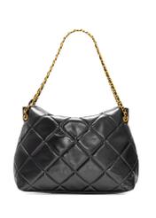 Black quilted women's handbag TOREC-1058-99(Z25), product view from the back on a white background.