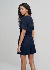 Women's navy blue short jumpsuit KOBDT-0008-69(W24)-02