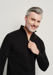 Men's black cotton hoodless sweatshirt BLZMT-0062-99(W24)-01