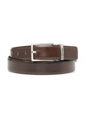 Men's brown leather belt PASMS-0263-1I(W26), front product view on white background.