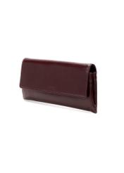 Burgundy small leather clutch bag TORES-1188-49(Z25), diagonal product view on white background.