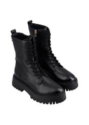 Black women's leather ankle boots BUTYD-1004-99(Z26) – angled product view on a white background.