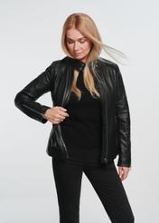 Women's black leather jacket KURDS-0385-5471(Z24)-01