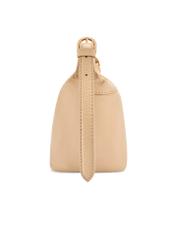 Beige small handbag made of natural leather TORES-1267-1B(W26), product view from the side on a white background.