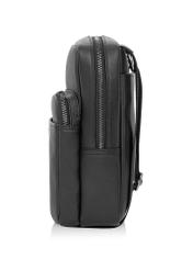 Men's leather black zipper bag TORMS-0016R-9I(W26), side product view on white background.