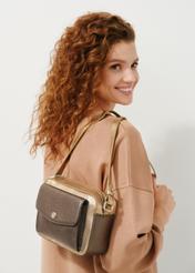 Women's gold leather postbag TORES-0951-28(Z23)-07