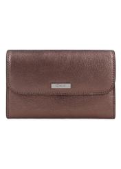 Medium women's leather wallet in light brown color PORES-1030-1G(Z26), front product view on white background.