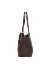 Brown shopper bag with bows TOREC-1378-1H(Z26), side view of the product on a white background.