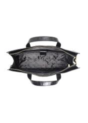 Black large croco leather handbag TORES-1132-9G(Z26) - product view from above, on white background.