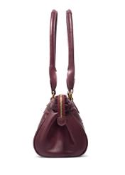 Burgundy leather shoulder bag TORES-1369-4D(Z26), side product view on white background.